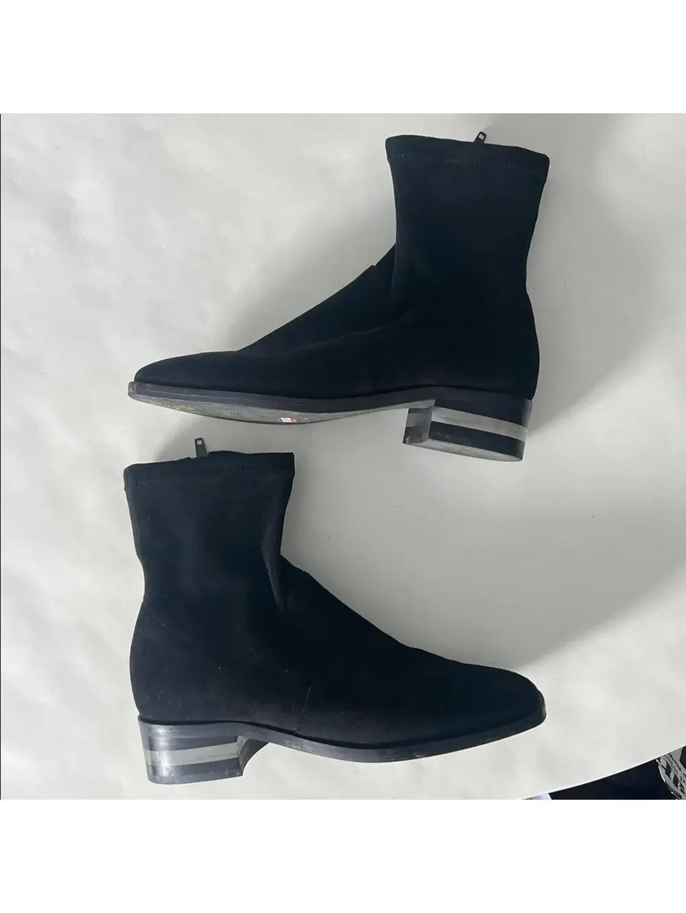 Silent D Fuller Black Stretch Suede Square Toe Sock Style Designer Boot 36 $155